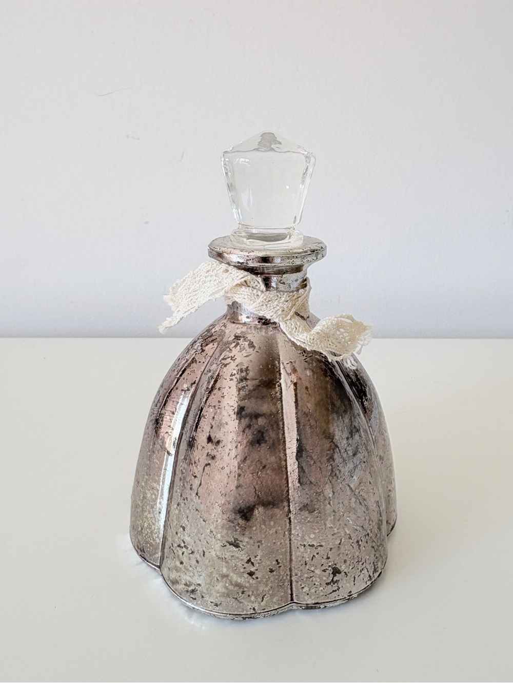 Vintage-Style Silver Mercury-Effect Glass
Decorative Bottle and Stopper
